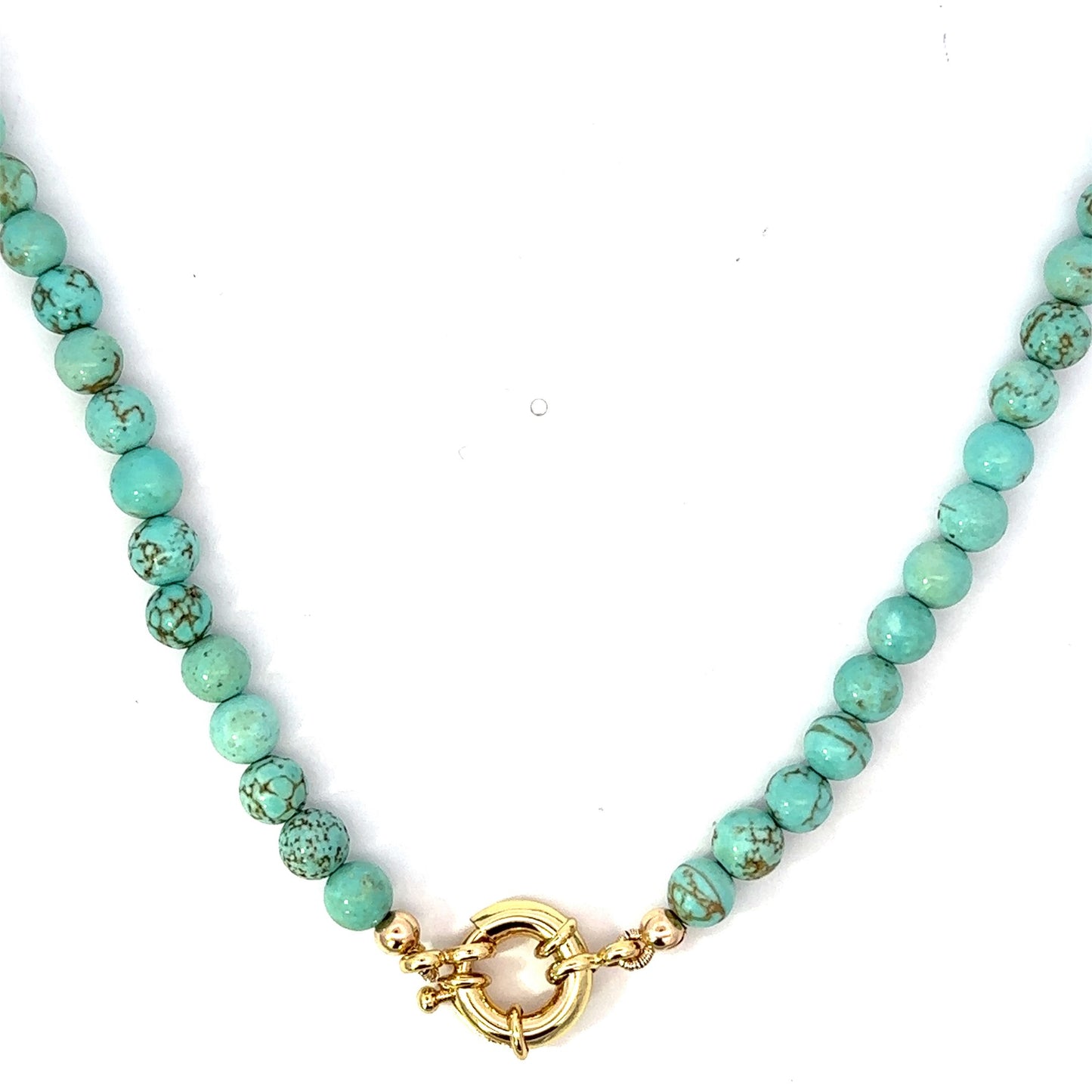 Colored Bead Necklace with Small Mariner Clasp