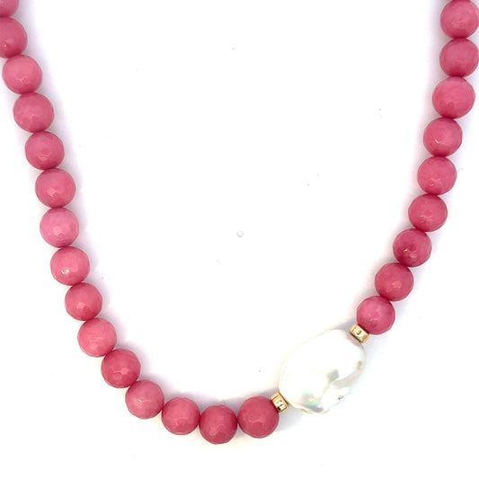 Rhodonite and Baroque Pearl Necklace