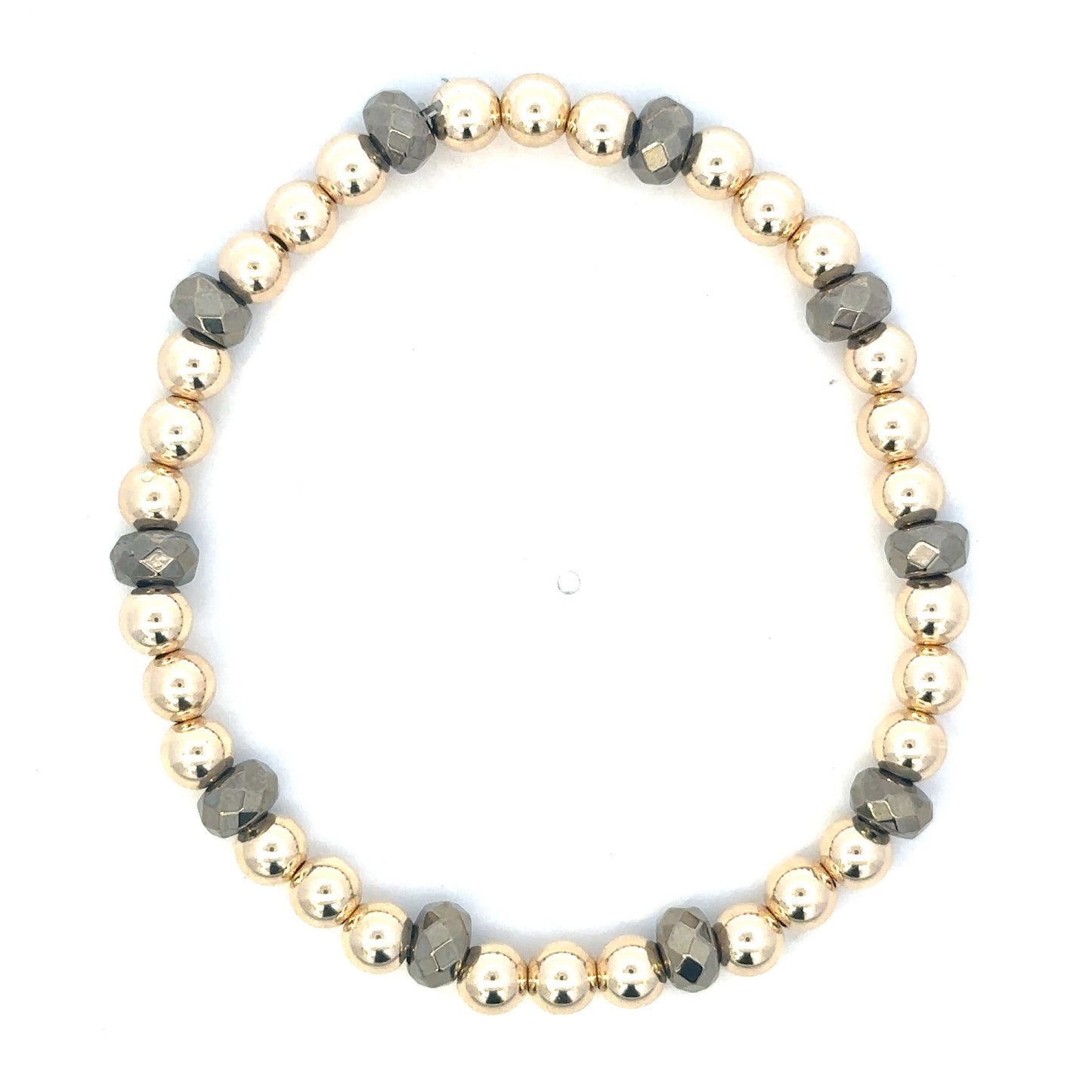 5mm GF Bead Bracelet with Pyrite Accents