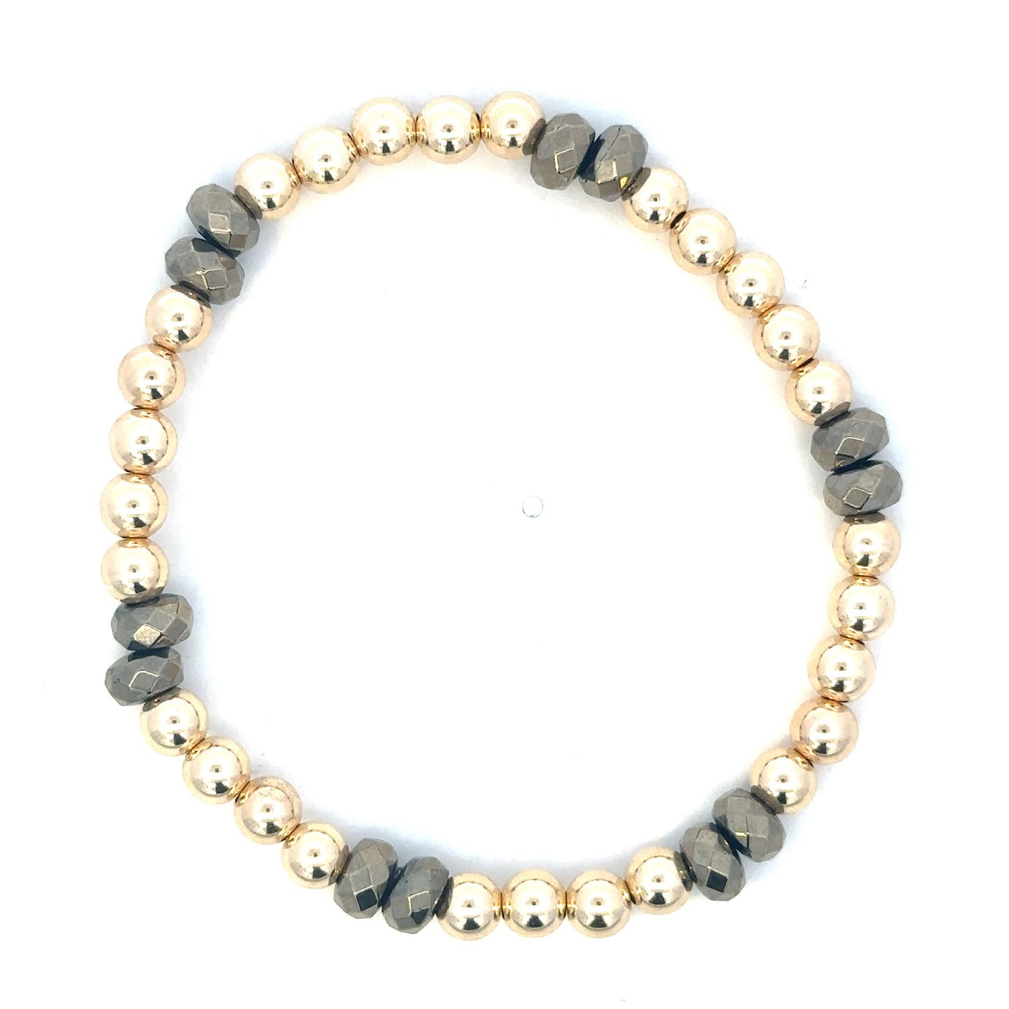 5mm GF Bead Bracelet with Pyrite Accents