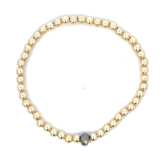 4mm GF Bead Bracelet with Pyrite Accent