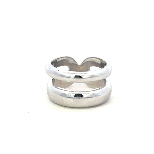 Unoxidized Sterling Silver Double Dome Ring