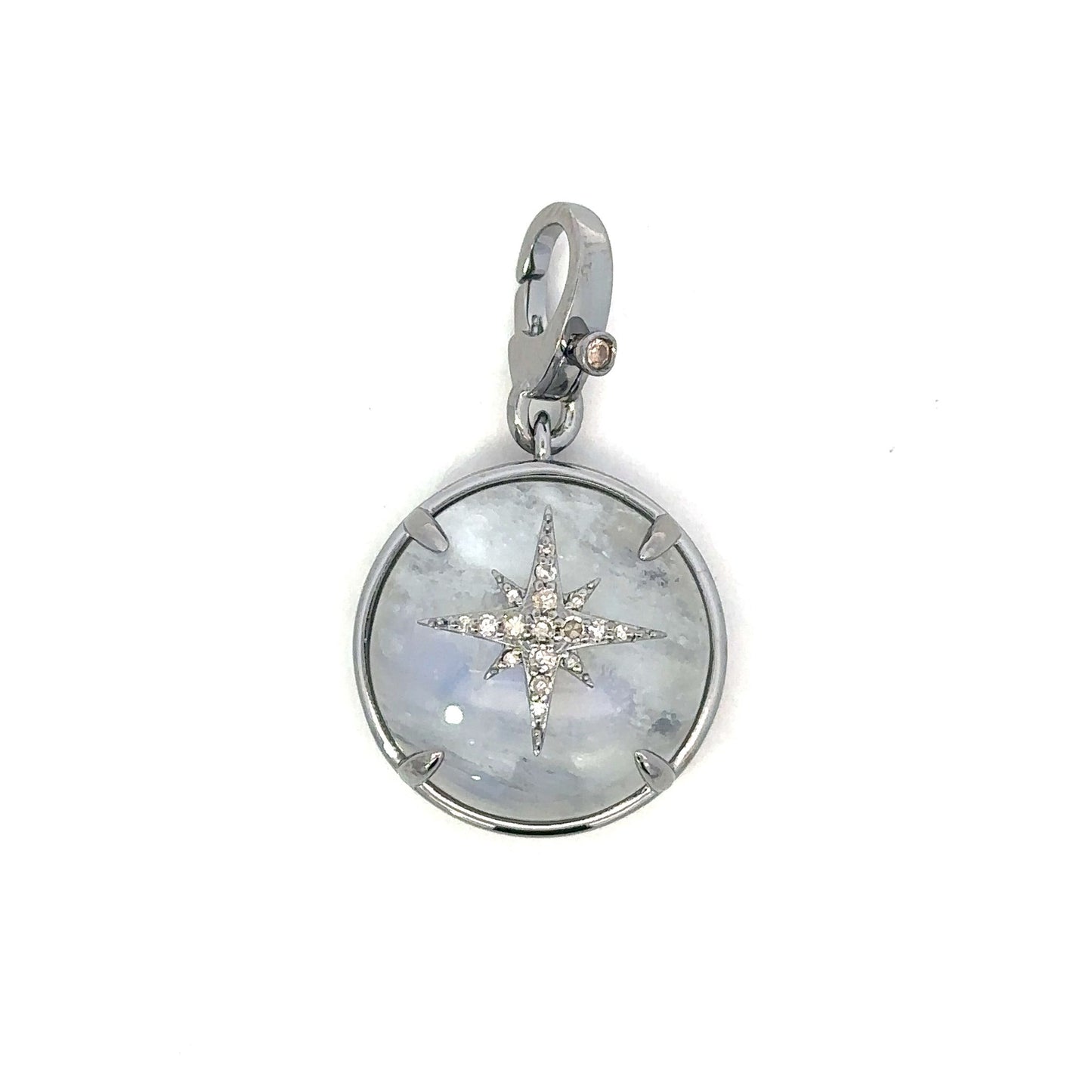 Moonstone Pendant with Pave Star and Clip on Bail