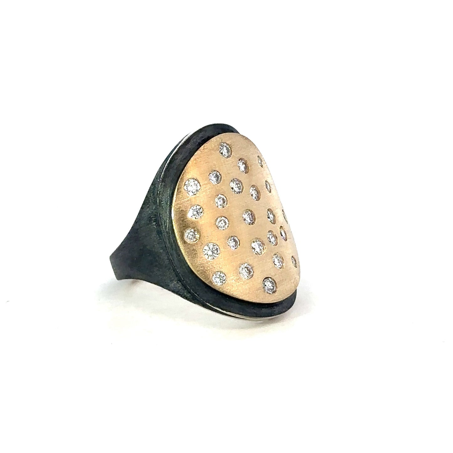 Brushed Mixed Metal Galaxy Ring with Scattered Diamonds