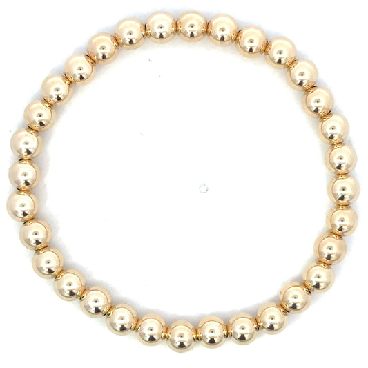 6mm Yellow Gold Filled Bead Bracelet