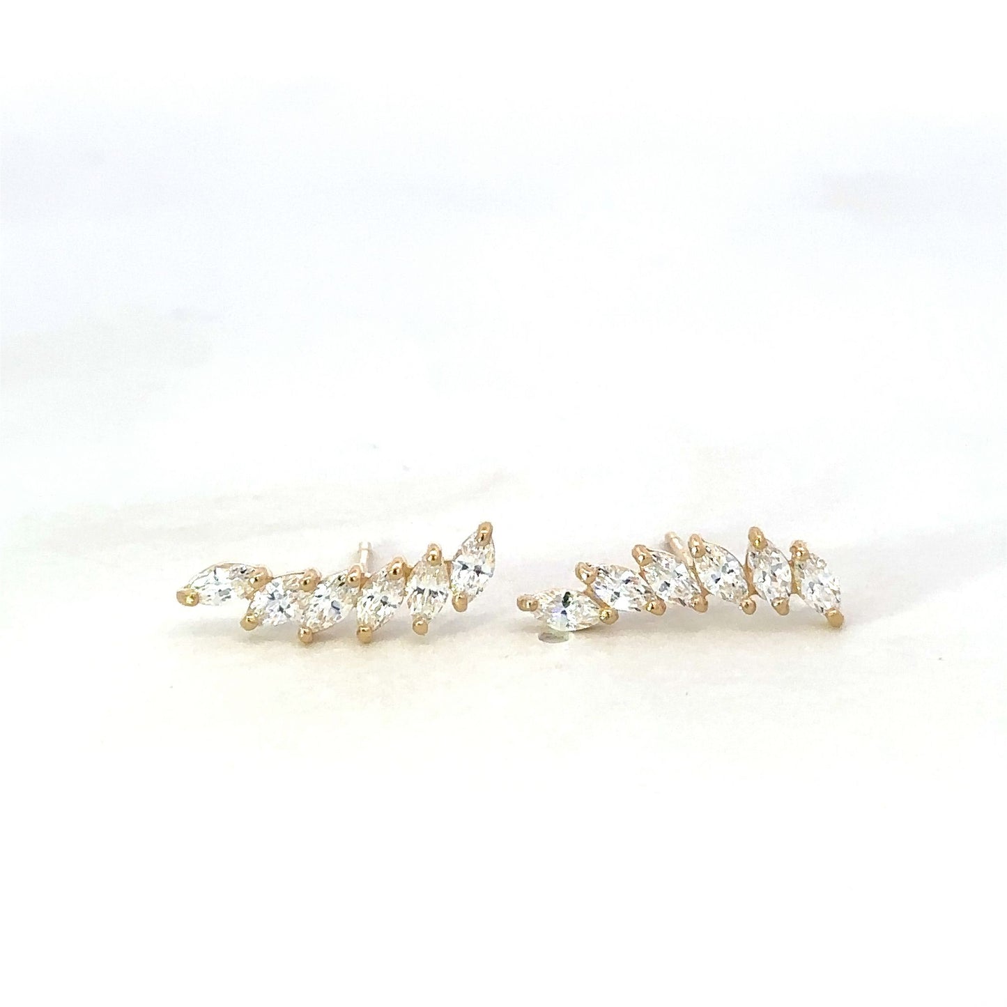 14K Gold Marquise CZ Ear Climber