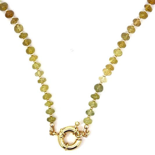 Ombre Peridot Roundel Necklace with Mariner Clasp