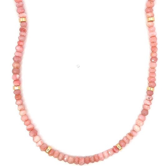 Pink Opal and GF Roundel Necklace