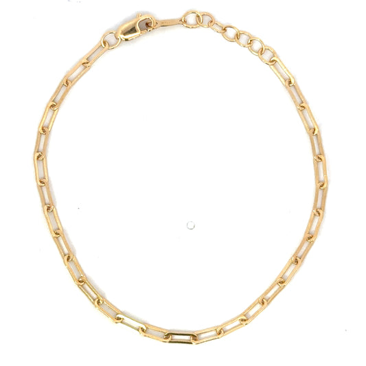 Gold Filled 2.5mm Flat Oval Link Paper Clip Bracelet