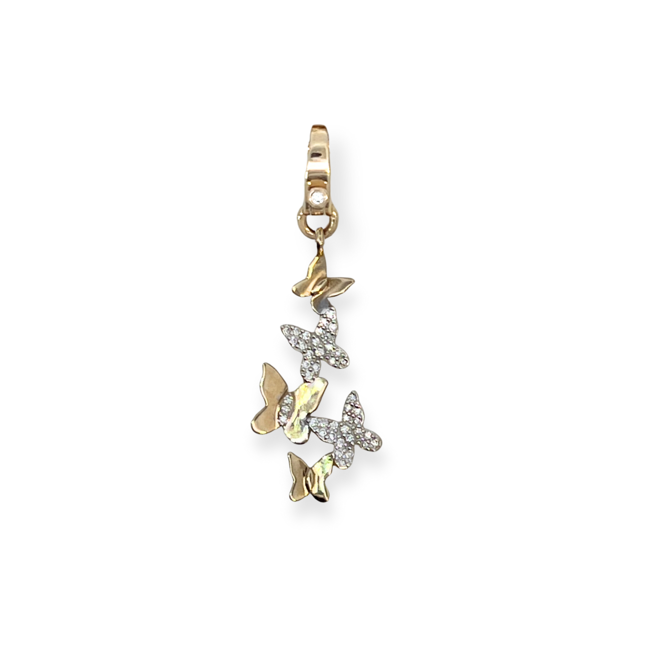 Multi Butterfly Pendant with Bezeled Diamond Lobster Bail