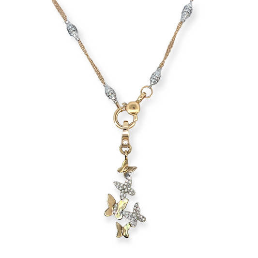 Multi Butterfly Pendant with Bezeled Diamond Lobster Bail