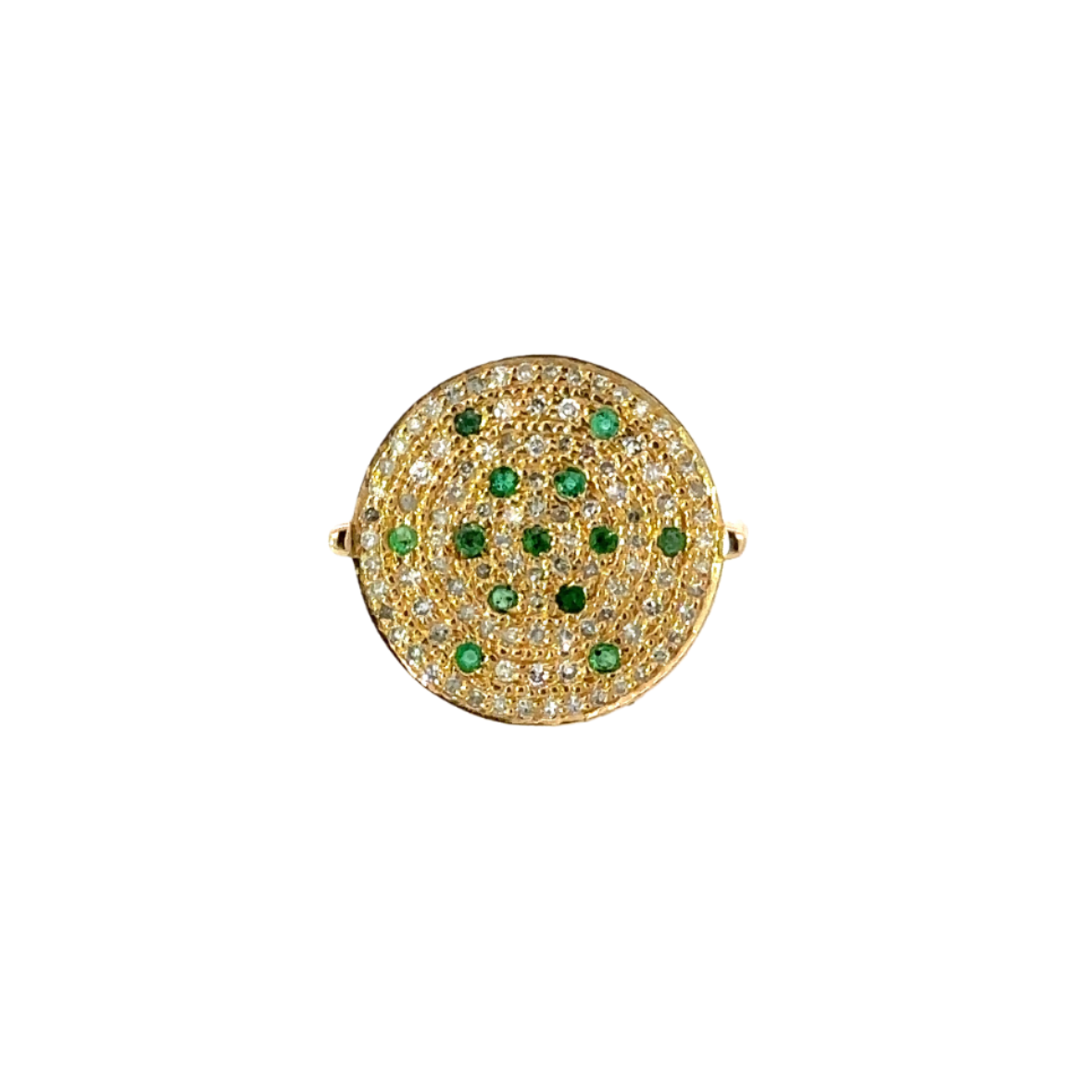 Emerald and Diamond Disc Ring