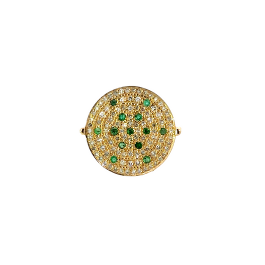 Emerald and Diamond Disc Ring