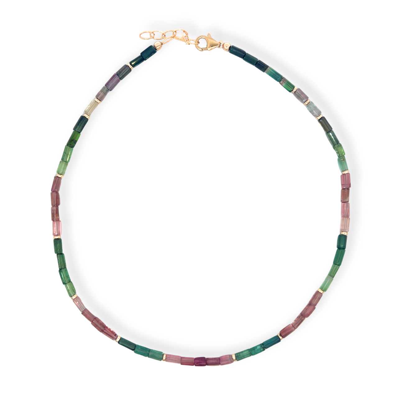 Pencil Cut Tourmaline and Gold Filled Bead Necklace