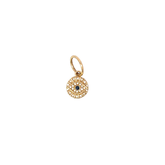 Yellow Gold Small Evil Eye Disc Pendant