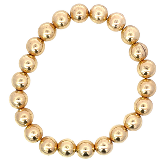 8mm Yellow Gold Filled Bead Bracelet