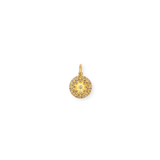 Vermeil and Diamond Starburst Disc Pendant