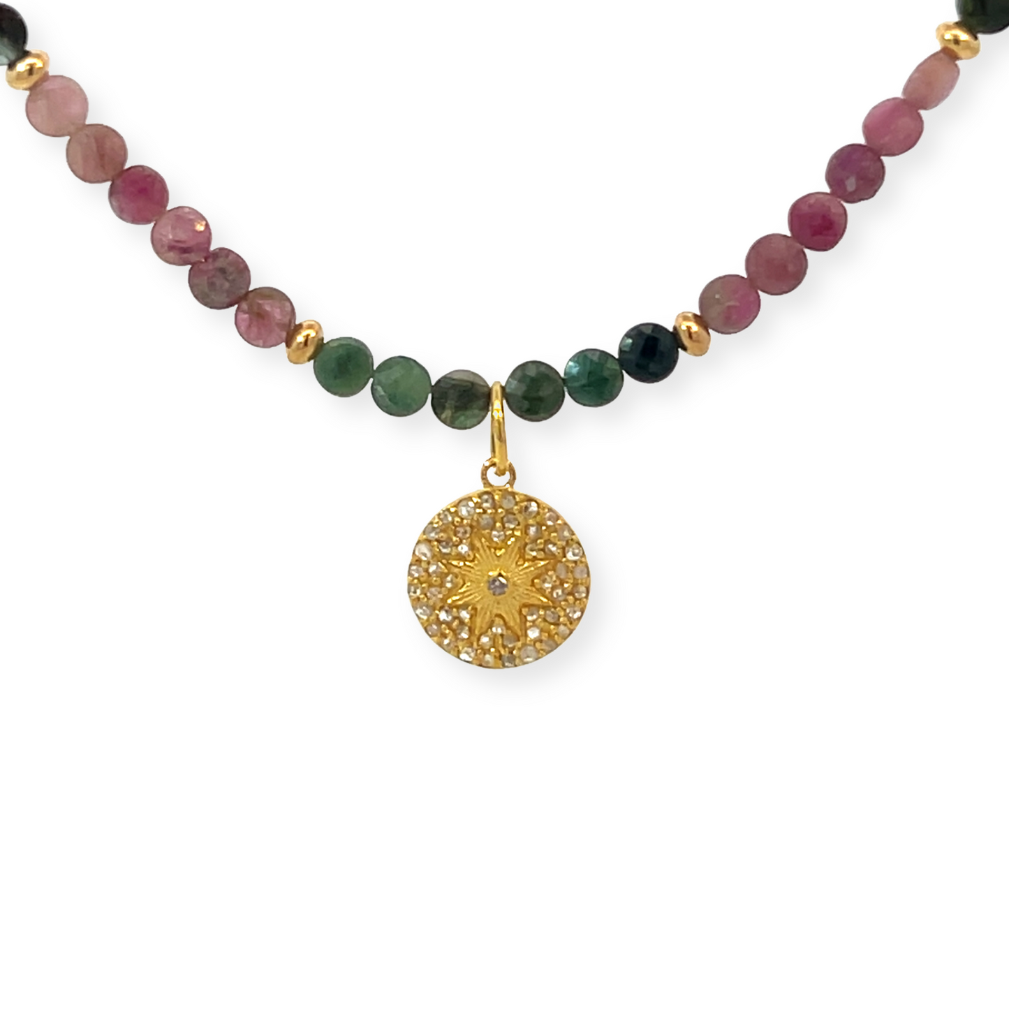Vermeil and Diamond Starburst Disc Pendant