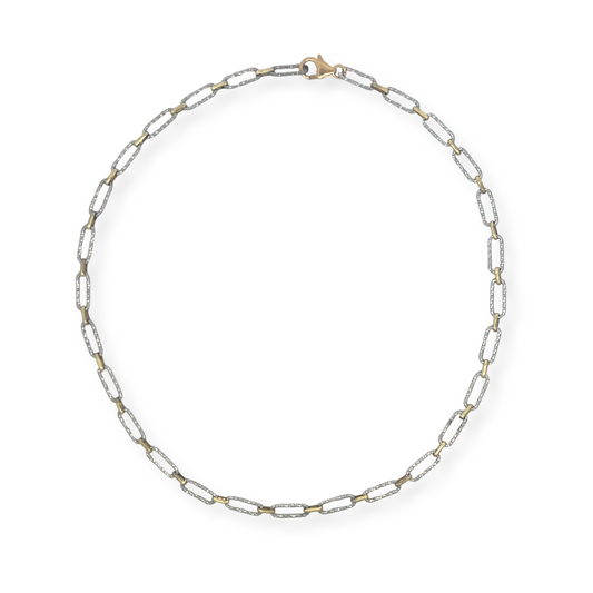 Alternating GF and Diamond Cut Oxidized Silver Chain