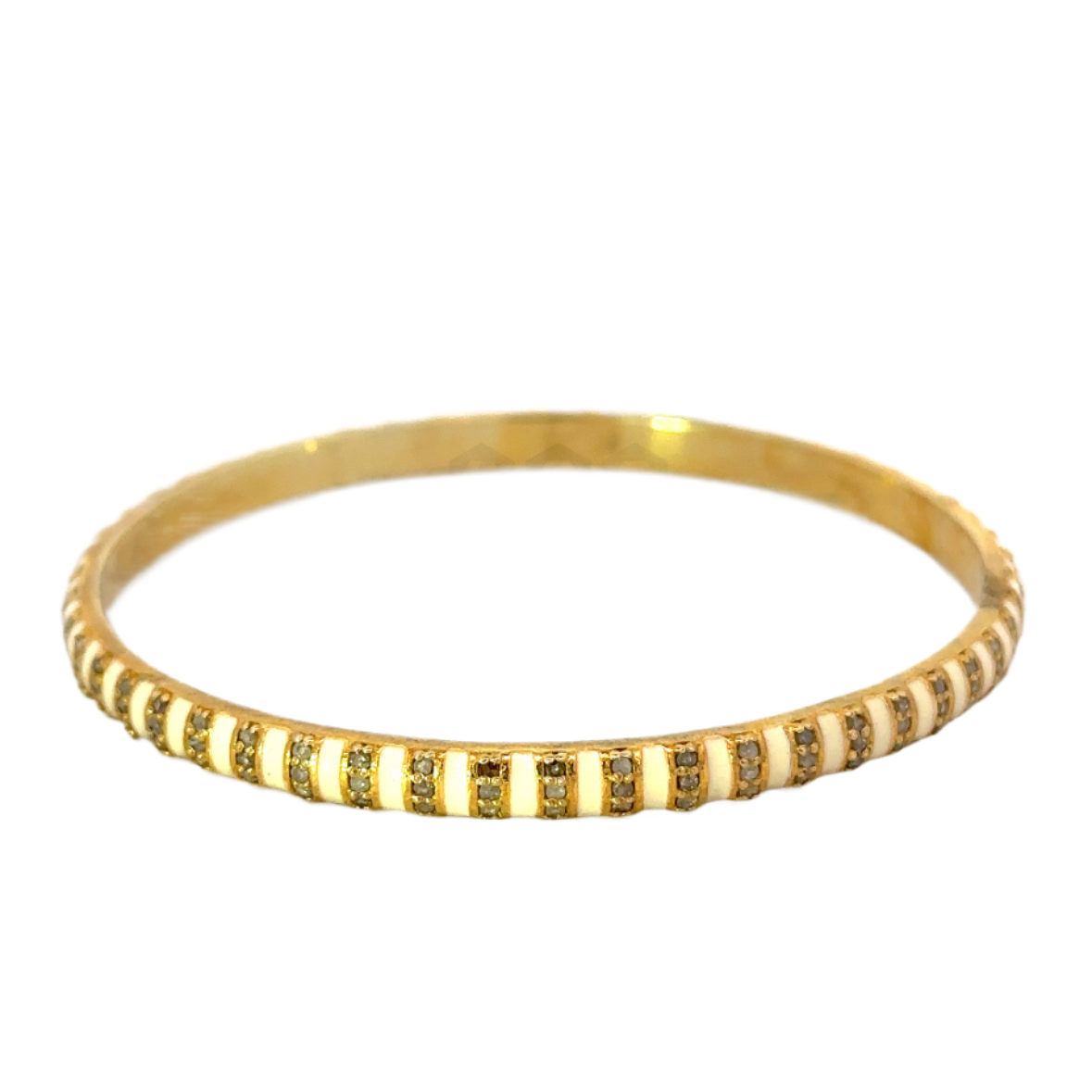 Gold Vermeil Enamel Pave Diamond Striped Bangle