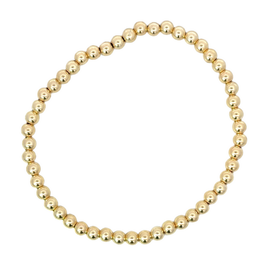 4mm Yellow Gold Filled Bead Bracelet