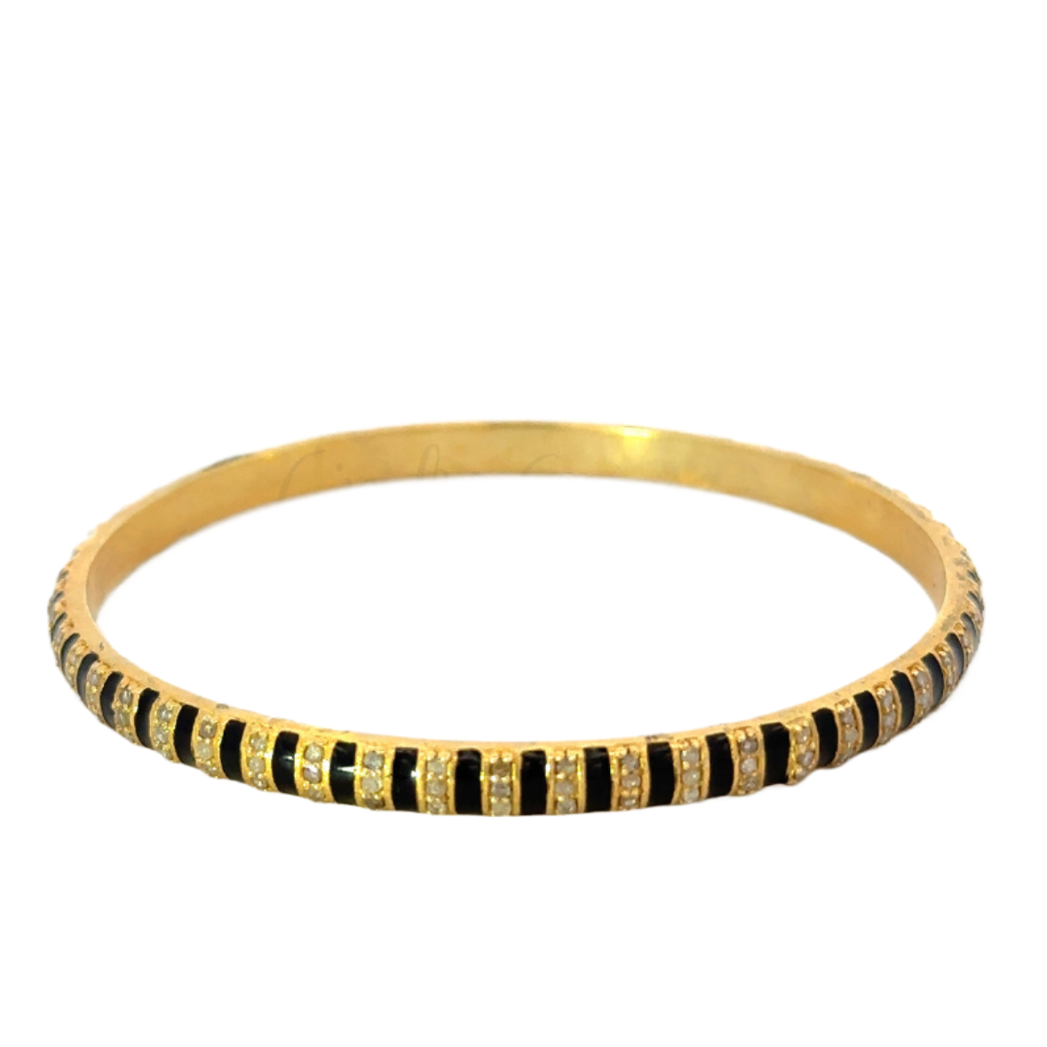 Gold Vermeil Enamel Pave Diamond Striped Bangle