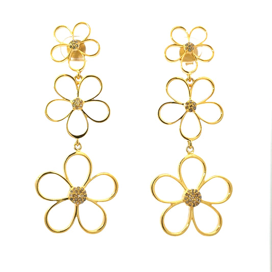 Vermeil Triple Open Flower Earring