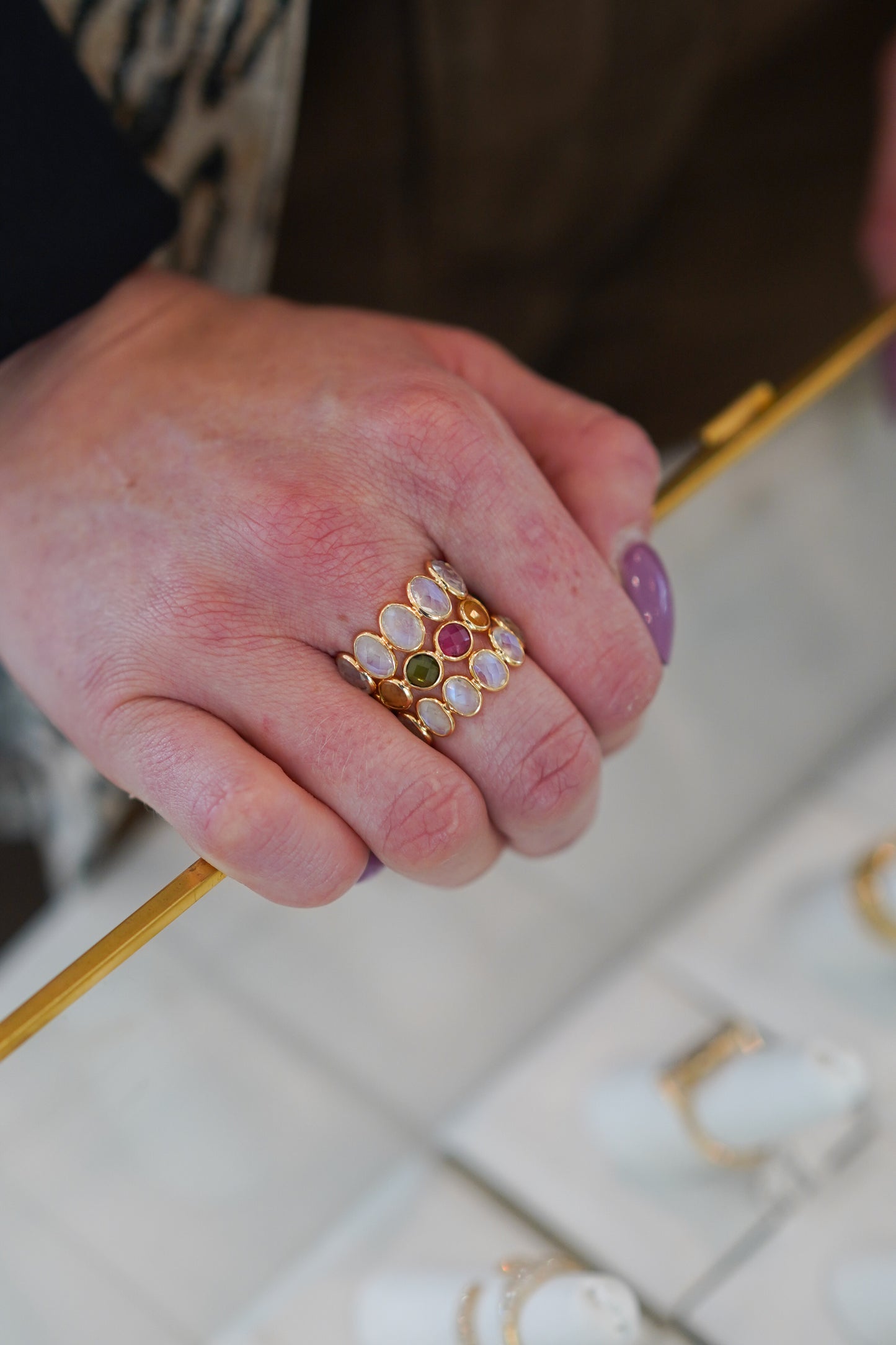 Yellow Gold Moonstone Ring (Half)