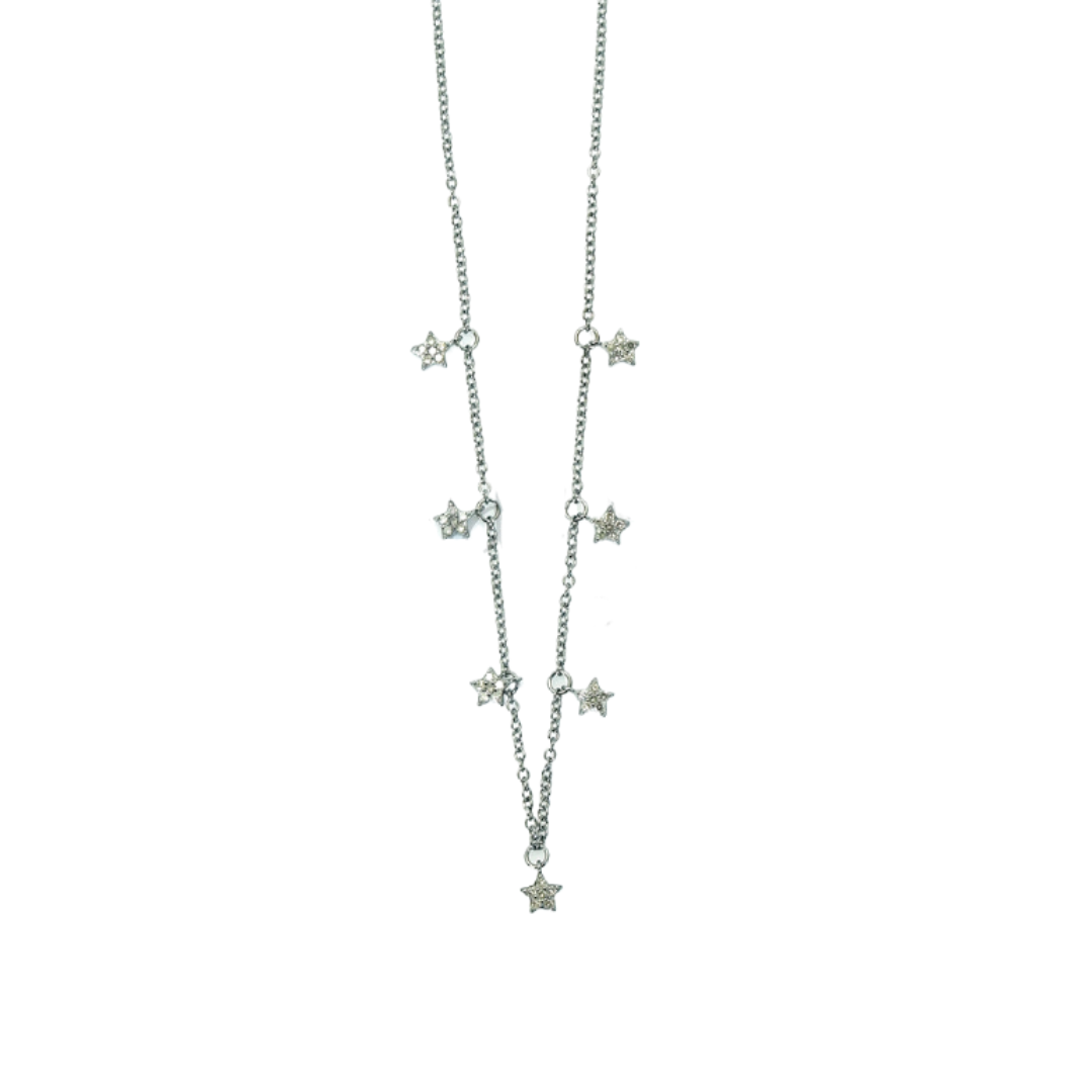 Pave Diamond Multi Star Station Necklace