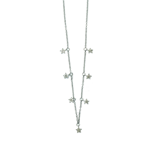 Pave Diamond Multi Star Station Necklace