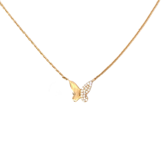 Split Pave Diamond Butterfly Necklace