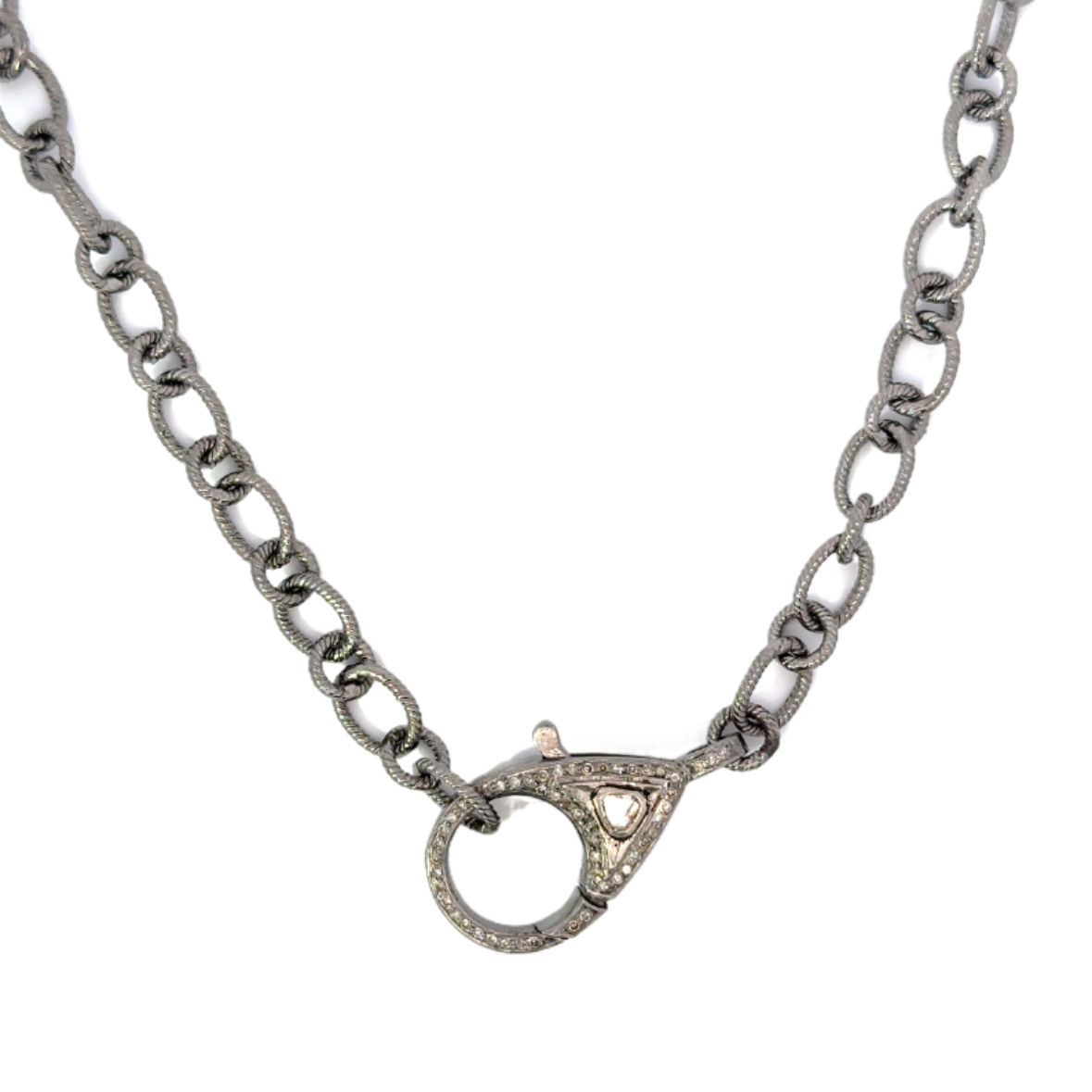 Sterling Silver Chain with Rose Cut Diamond Lobster Clasp