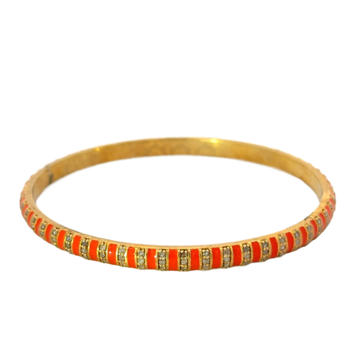 Gold Vermeil Enamel Pave Diamond Striped Bangle