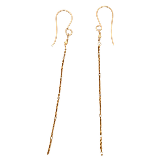 Gold Filled Chain Earring with Sterling Accents