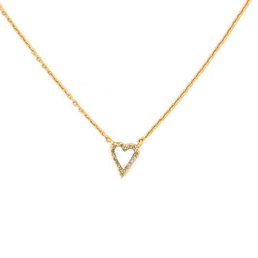 GF White Mother of Pearl Pave Tiny Heart Necklace