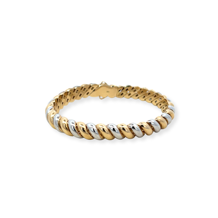 White and Yellow Gold Candy Cane Bracelet