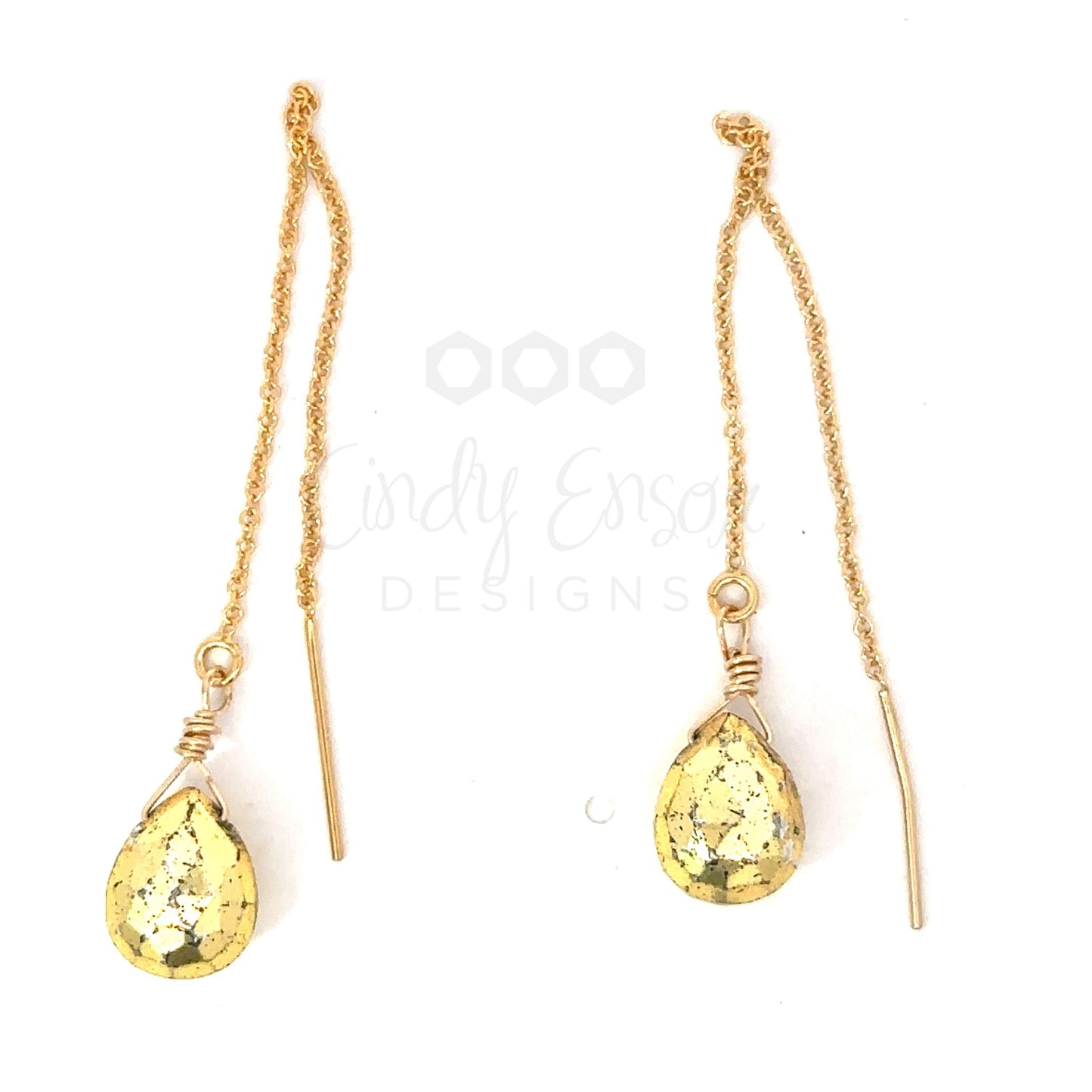 Gold Filled Pyrite Threader Earrings