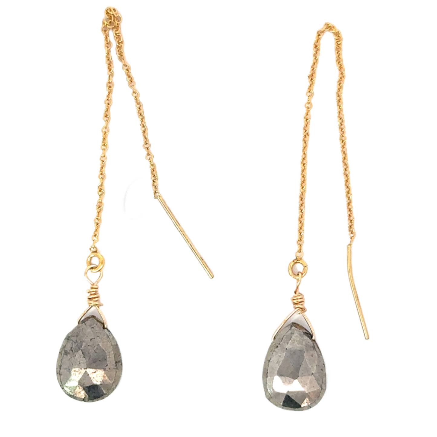 Gold Filled Pyrite Threader Earrings