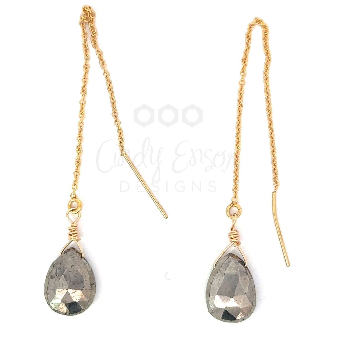 Gold Filled Pyrite Threader Earrings