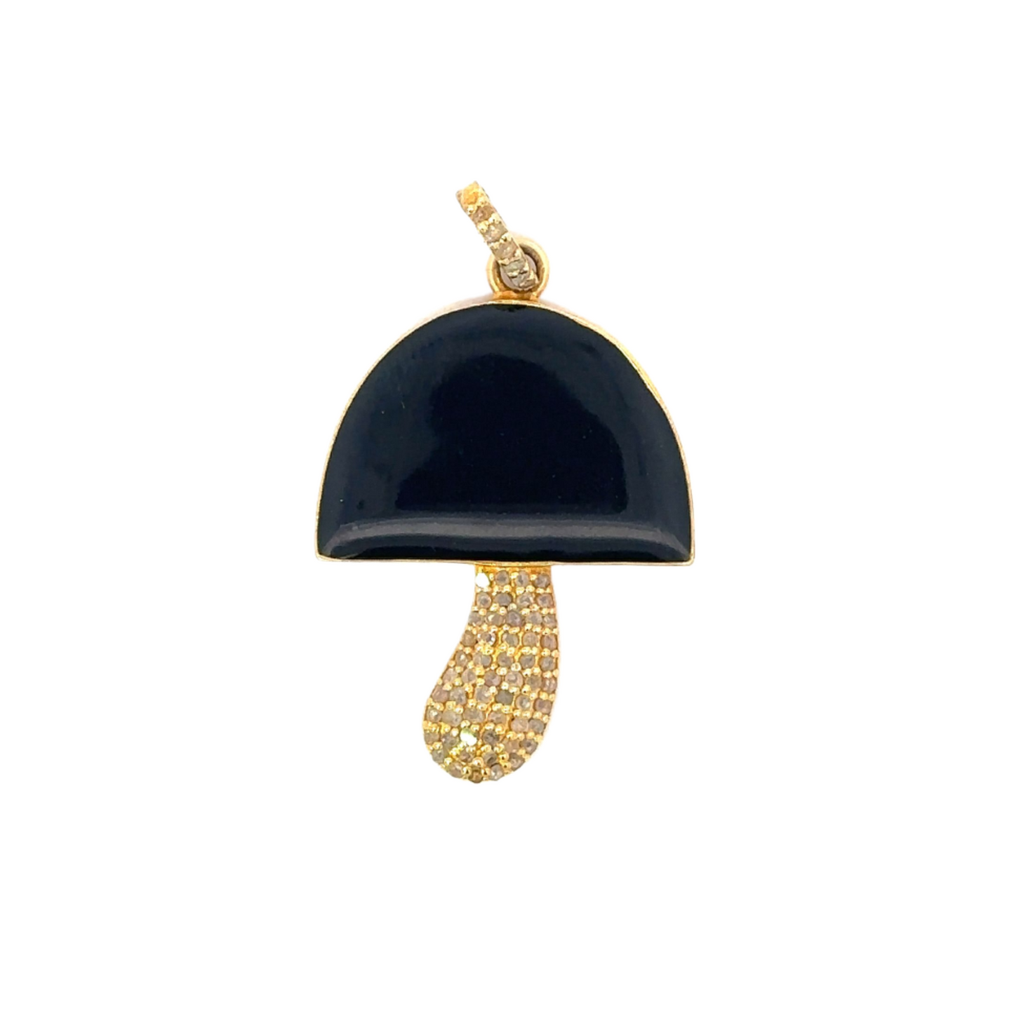 Gold Vermeil Enamel Mushroom Pendant with Pave Stem