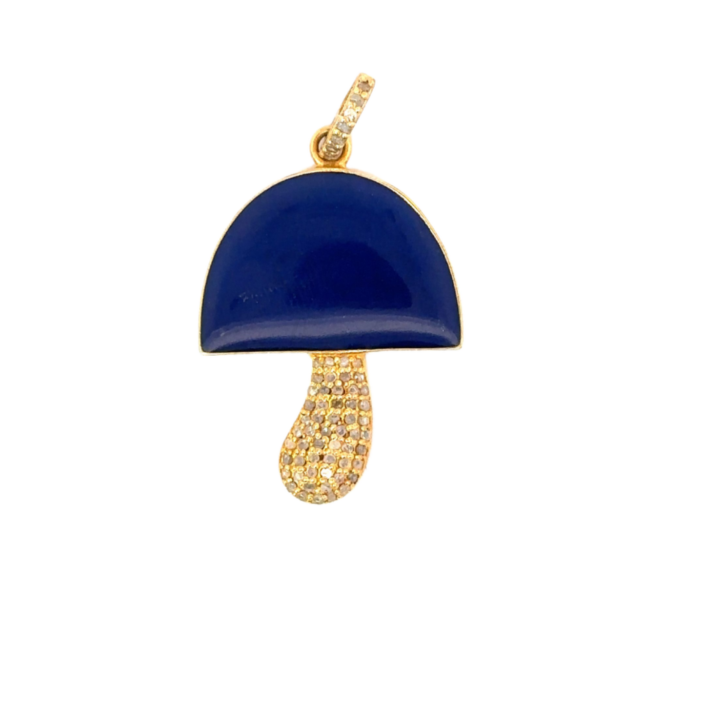 Gold Vermeil Enamel Mushroom Pendant with Pave Stem