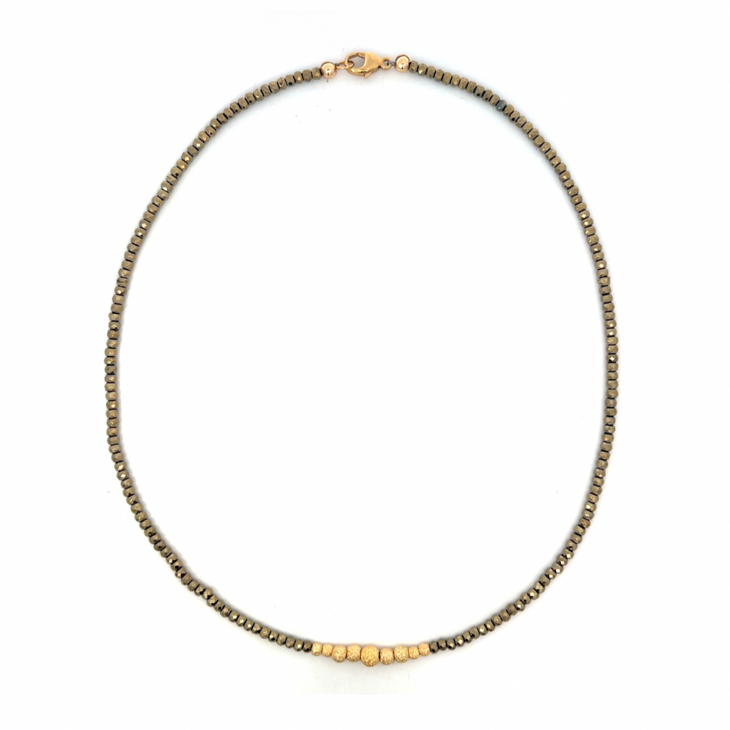 Gold Coated Hematite Necklace with Stardust Beads