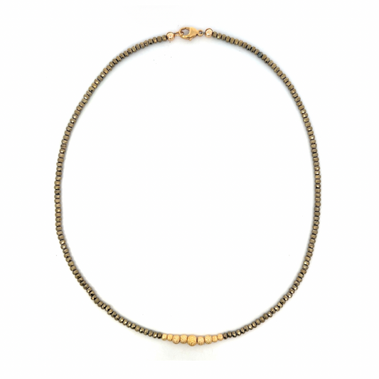 Gold Coated Hematite Necklace with Stardust Beads