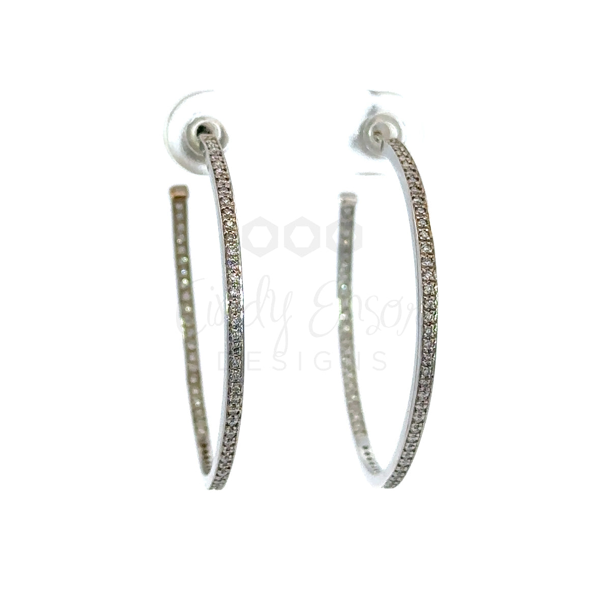 Large White Diamond Pave Hoop