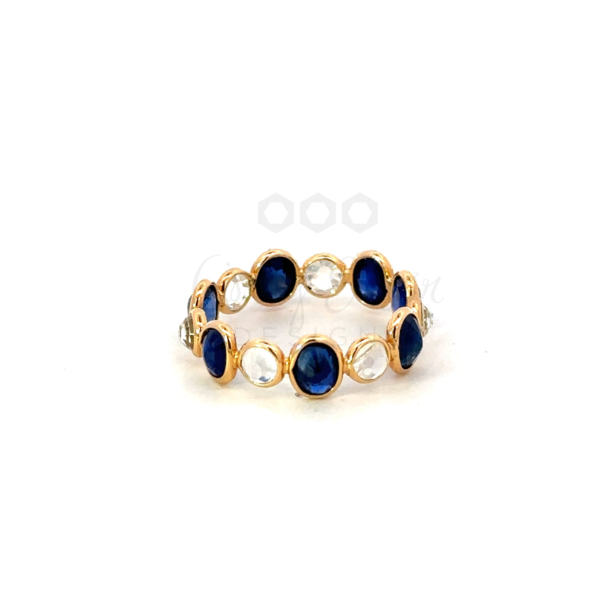 Continuous Moonstone and Sapphire Ring