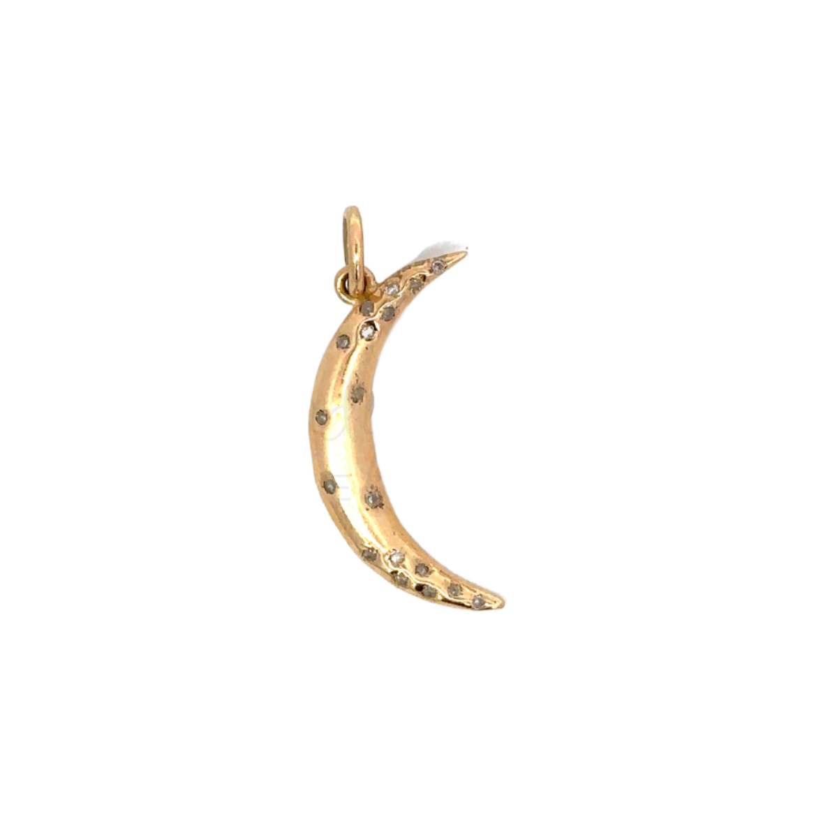 Thick Crescent Moon Pendant with Diamonds