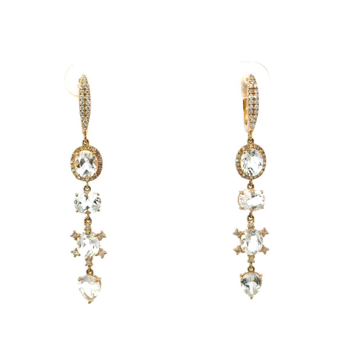 Multi White Topaz and Diamond Drop Earring