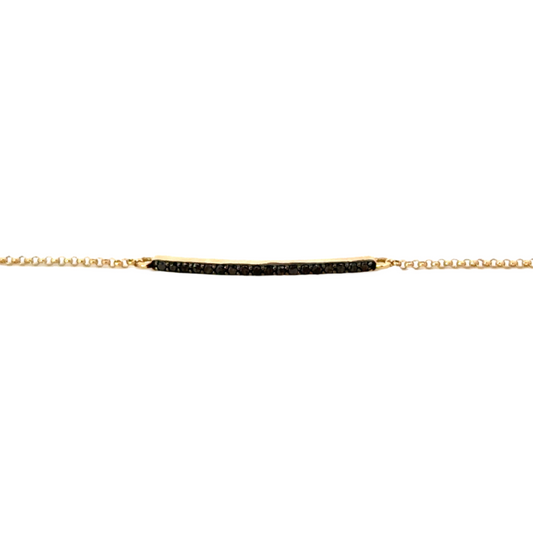 Thin Black Diamond Bar Bracelet