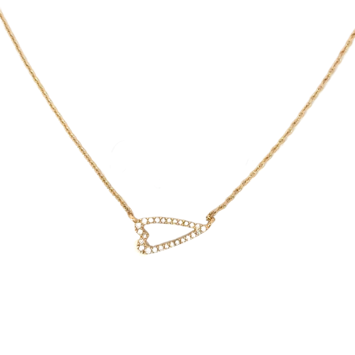 Open Sideways Pave Diamond Heart Necklace