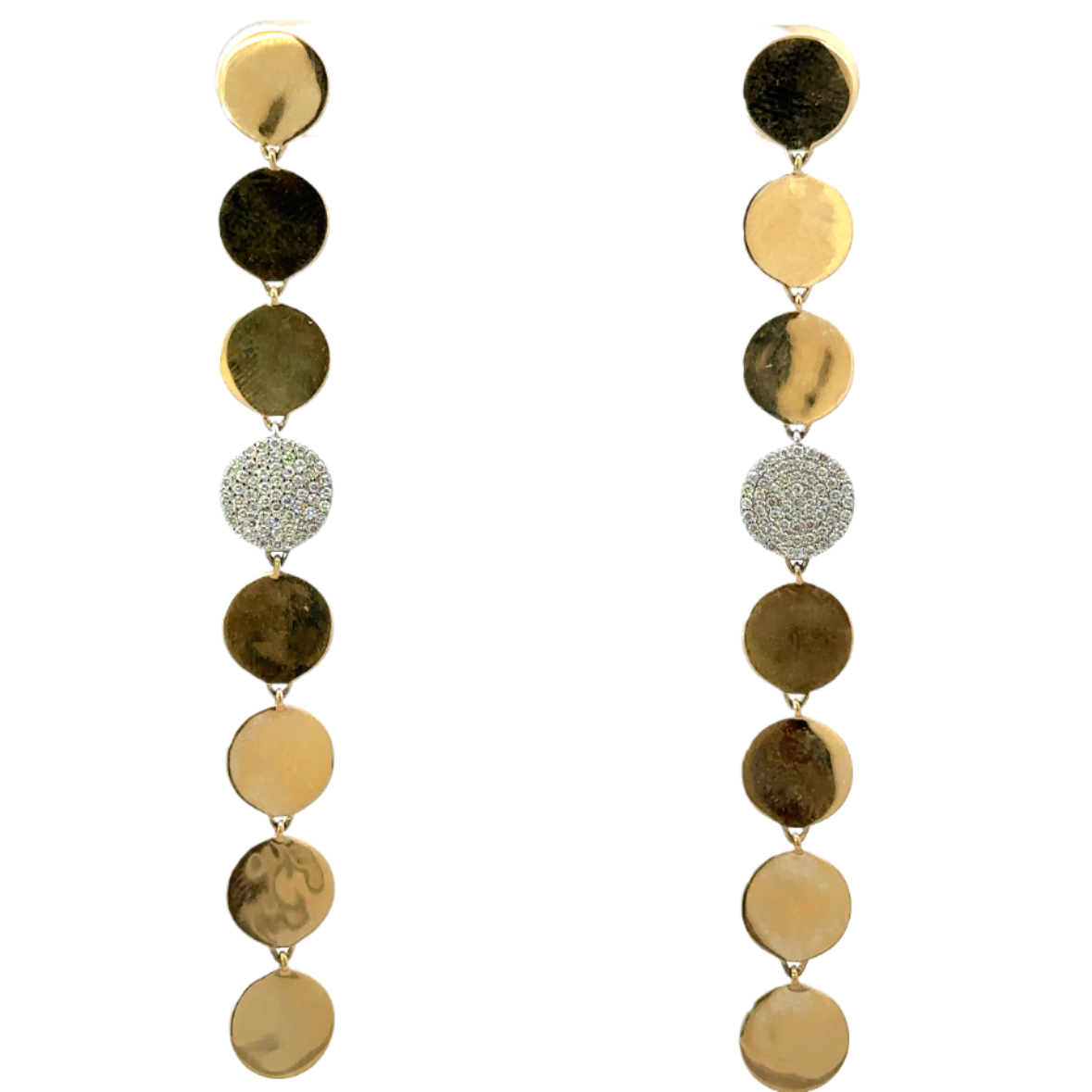 Circle Disc Drop Earring with Pave Accents